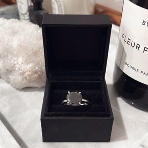 5ct Natural Black Diamond Silver Ring